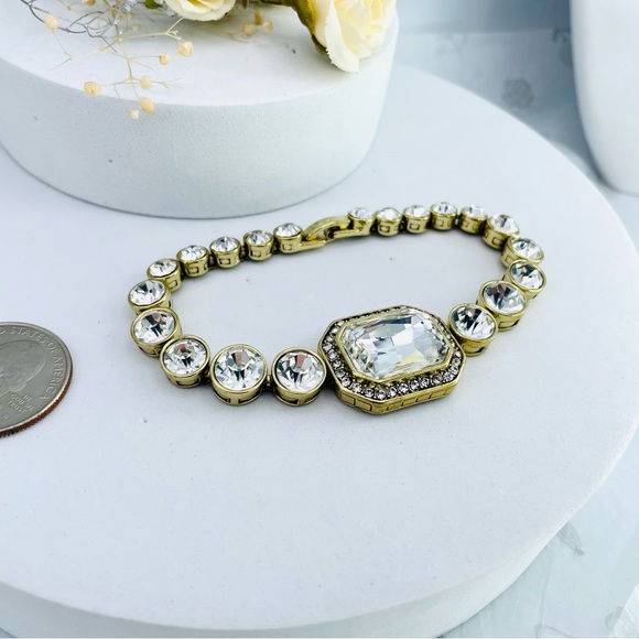 Heidi Daus Antique Matte Gold Plated Clear Crystal Bracelet - Picture 5 of 5